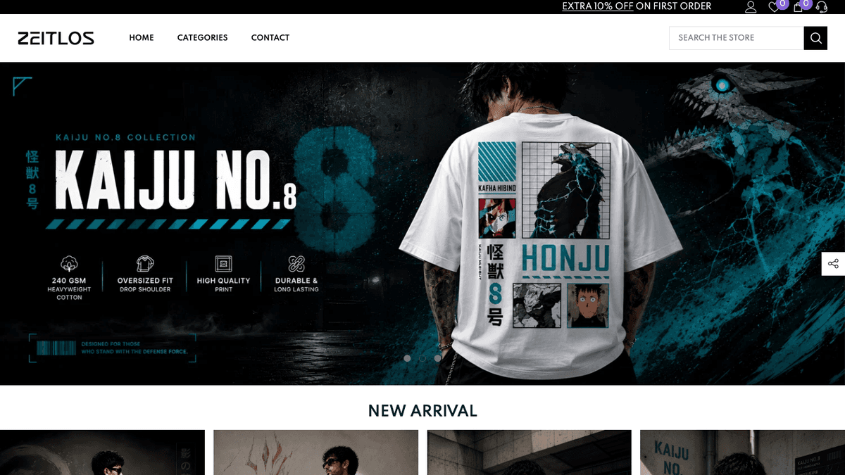 Zeitlos - Shopify Anime Store case study preview